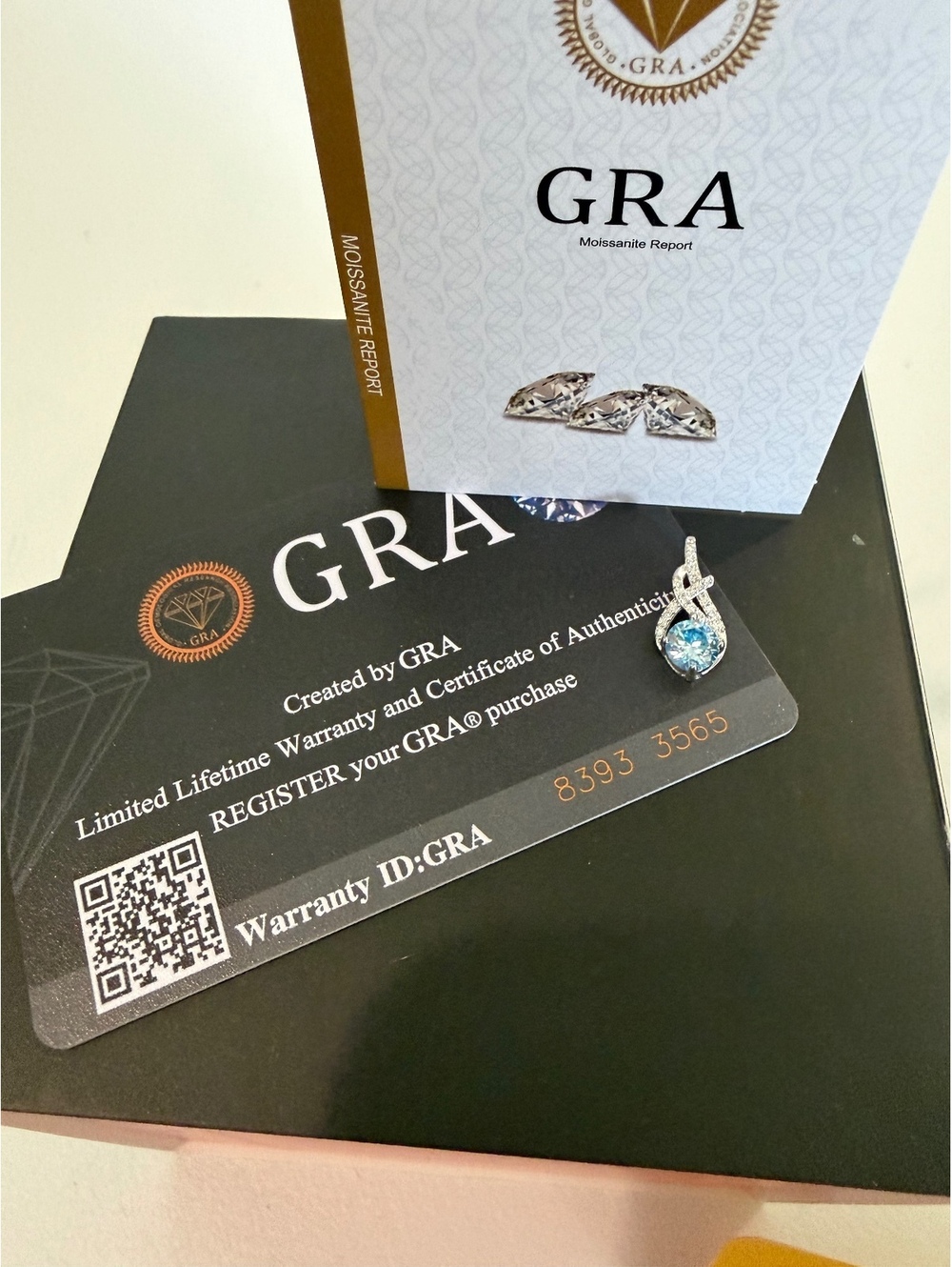 Sterling silver blue moissanite pendant